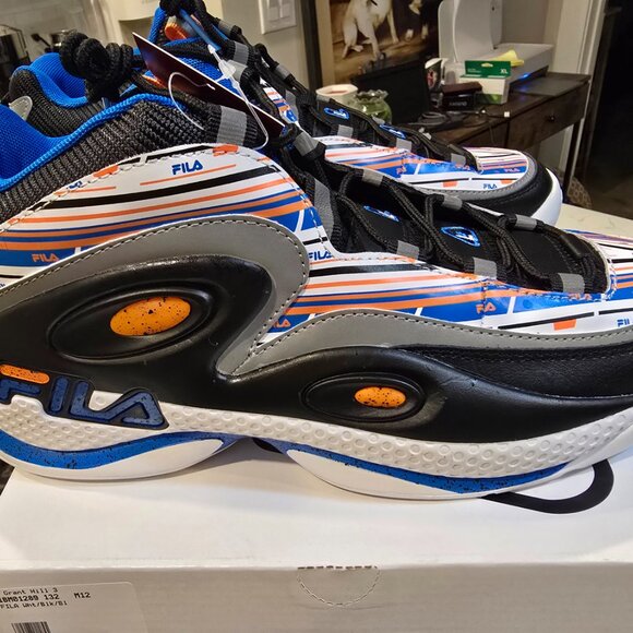 FILA - Men's Grant Hill 3 Shoes (1BM01289 132) Basketball White/Blue Size 10 NEW - Picture 5 of 10